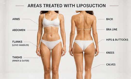 Areas Treated with Liposuction